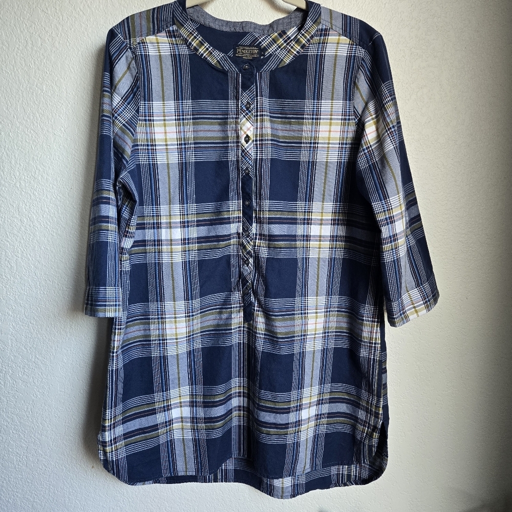 Pendleton Navy  Plaid Shirt sz  L